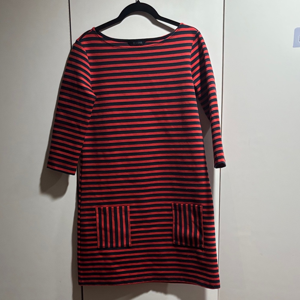 Tommy Hilfiger Navy and Red Striped Dress Sp